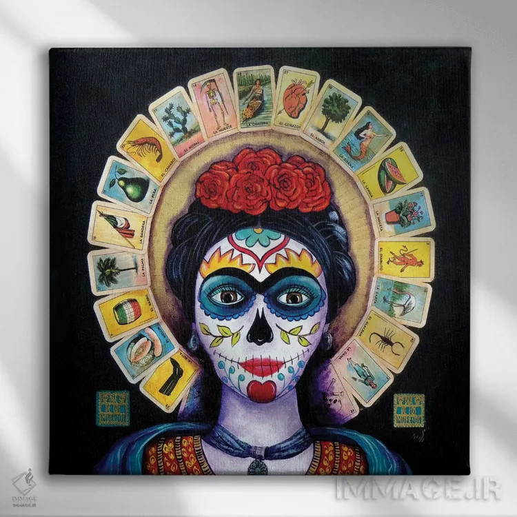 تابلو فریدا (کارت لاتریا) اثر کندی مایر - نمای روبهرو روی دیوار