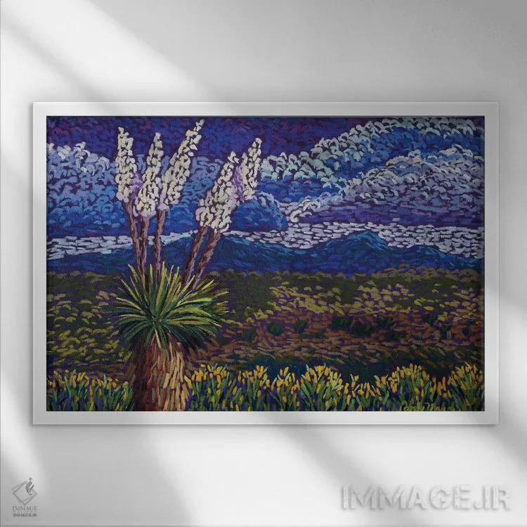 تابلو یوکای صحرایی (گیاه بیابانی) اثر کندی مایر - نمای قابدار سفید