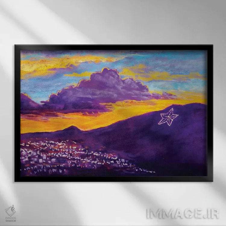 تابلو ستارهٔ الپاسو بر کوه اثر کندی مایر - نمای قابدار مشکی