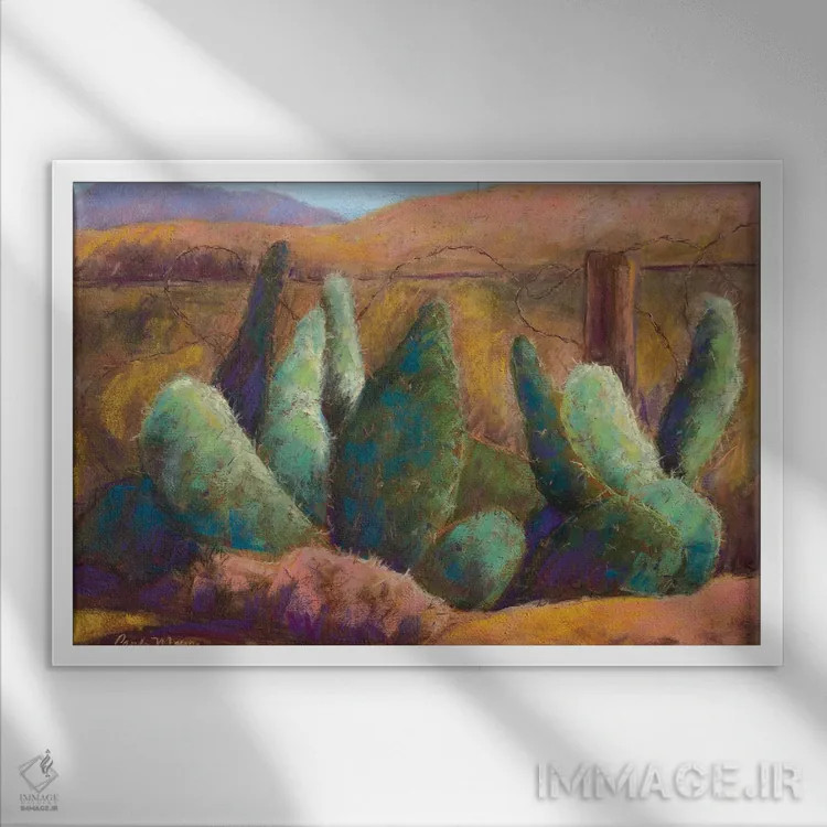 تابلو کاکتوس مرزی اثر کندی مایر - نمای قابدار سفید
