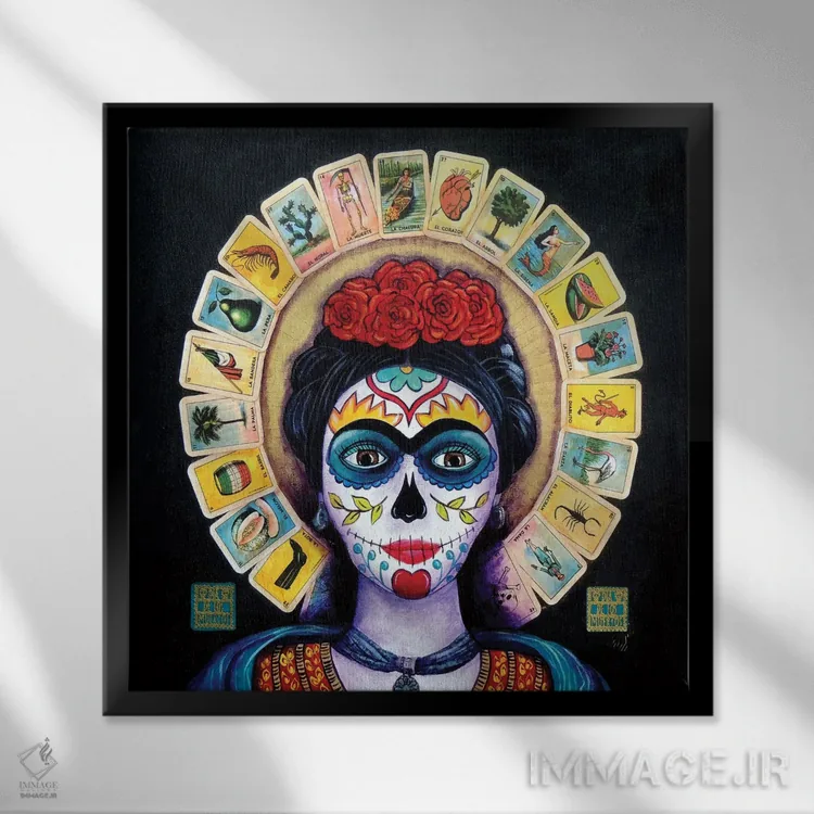 تابلو فریدا (کارت لاتریا) اثر کندی مایر - نمای قابدار مشکی