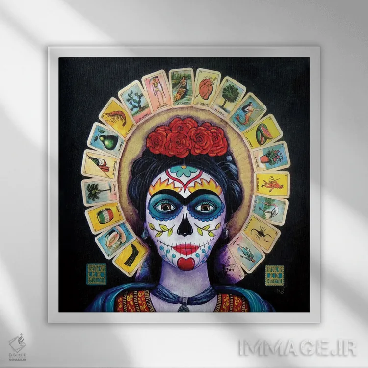 تابلو فریدا (کارت لاتریا) اثر کندی مایر - نمای قابدار سفید