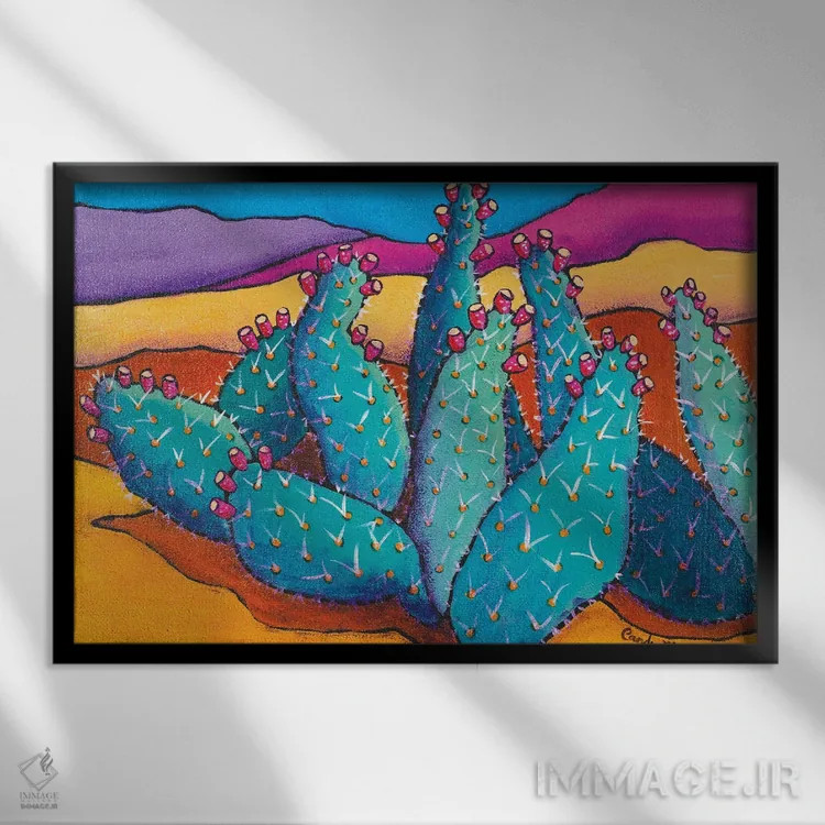 تابلو کاکتوس اثر کندی مایر - نمای قابدار مشکی