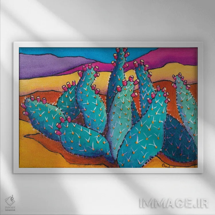 تابلو کاکتوس اثر کندی مایر - نمای قابدار سفید
