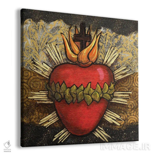 تابلو قلب مقدس با برگها اثر کندی مایر - نمای پرسپکتیو محصول