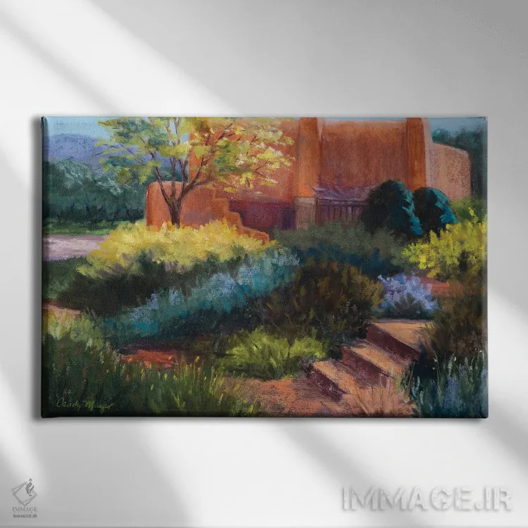 تابلو آدوبی بهاری (خانه گلی) اثر کندی مایر - نمای روبهرو روی دیوار