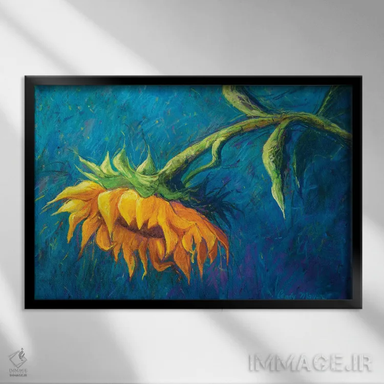 تابلو آفتابگردان اثر کندی مایر - نمای قابدار مشکی