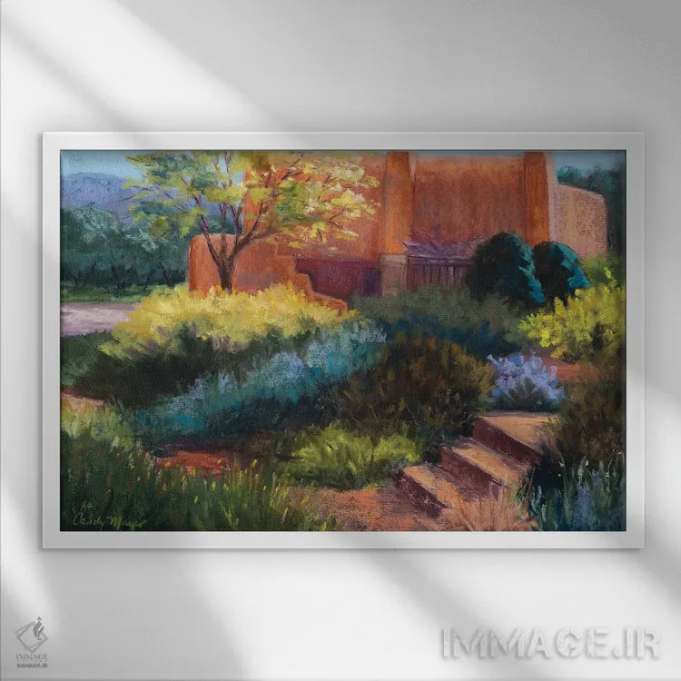 تابلو آدوبی بهاری (خانه گلی) اثر کندی مایر - نمای قابدار سفید