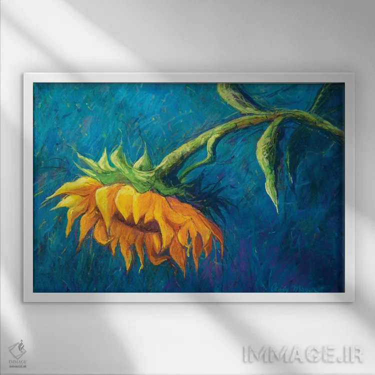 تابلو آفتابگردان اثر کندی مایر - نمای قابدار سفید