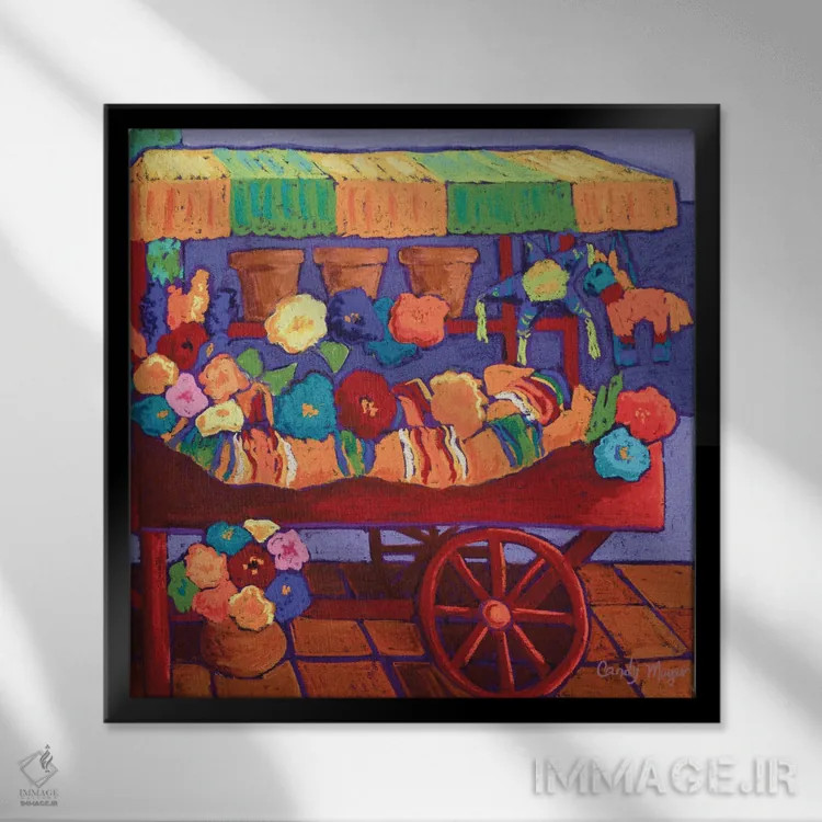 تابلو چرخ گلفروشی اثر کندی مایر - نمای قابدار مشکی