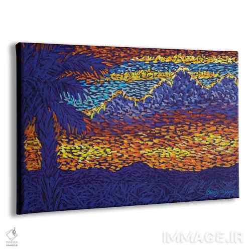 تابلو غروب با درختان نخل اثر کندی مایر - نمای پرسپکتیو محصول