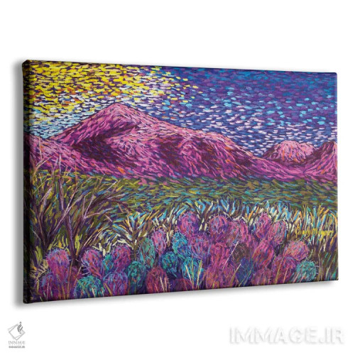 تابلو کوههای صورتی اثر کندی مایر - نمای پرسپکتیو محصول