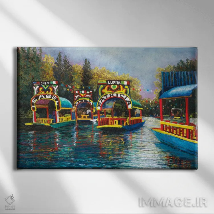 تابلو زوچیمیلو، مکزیک (ناحیه معروف آبراهها) اثر کندی مایر - نمای روبهرو روی دیوار