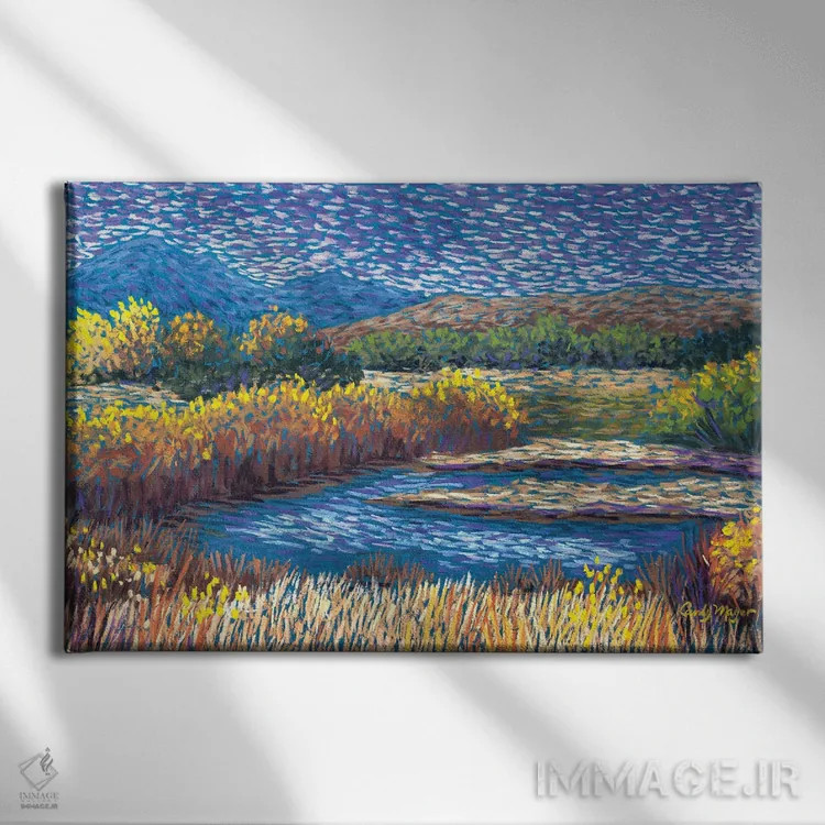 تابلو پاییز کنار رودخانه اثر کندی مایر - نمای روبهرو روی دیوار