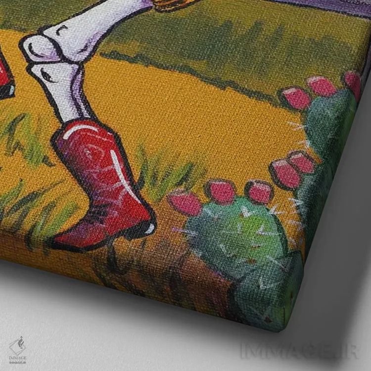 تابلو دختر کابوی غربی اثر کندی مایر - نمای نزدیک بافت بوم