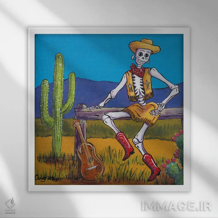 تابلو دختر کابوی غربی اثر کندی مایر - نمای قابدار سفید