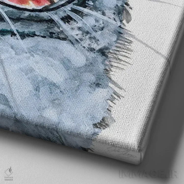 تابلو گربه با عینک آفتابی اثر استلا چانگ - نمای نزدیک بافت بوم