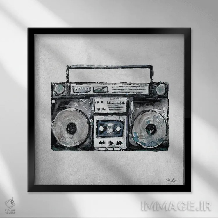 تابلو بومباکس ۱ (پخشکننده موسیقی) اثر استلا چانگ - نمای قابدار مشکی