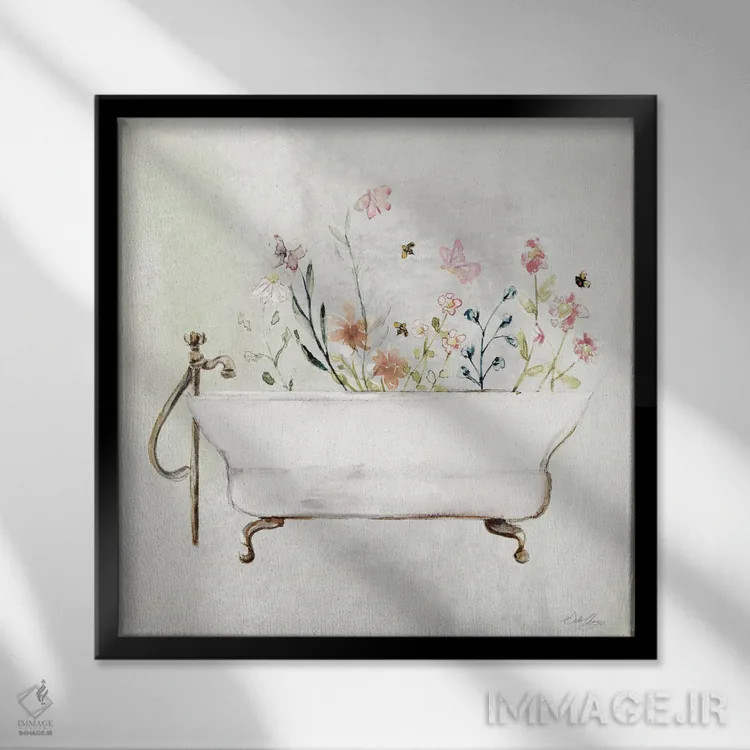 تابلو حمام گیاهی ۲ اثر استلا چانگ - نمای قابدار مشکی