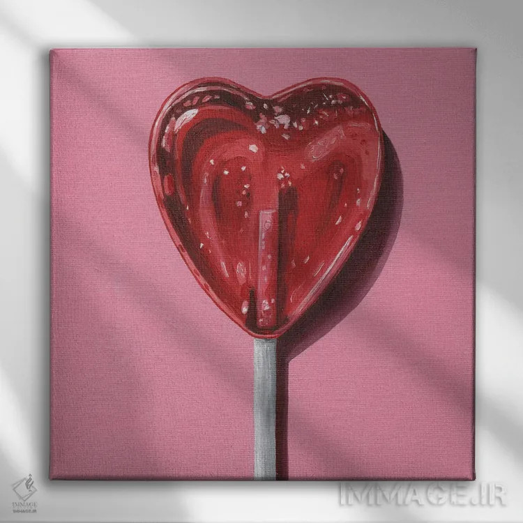 تابلو آبنبات چوبی قلبی اثر جانسو روسی - نمای روبهرو روی دیوار