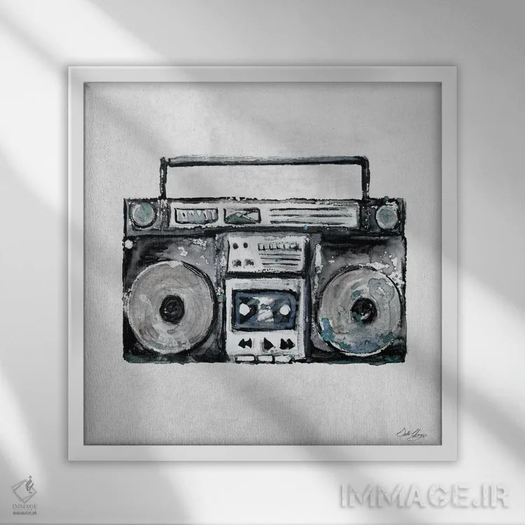 تابلو بومباکس ۱ (پخشکننده موسیقی) اثر استلا چانگ - نمای قابدار سفید