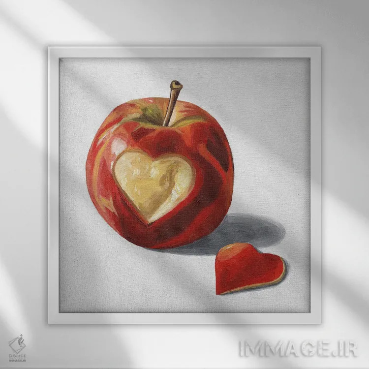 تابلو برش قلبی اثر جانسو روسی - نمای قابدار سفید