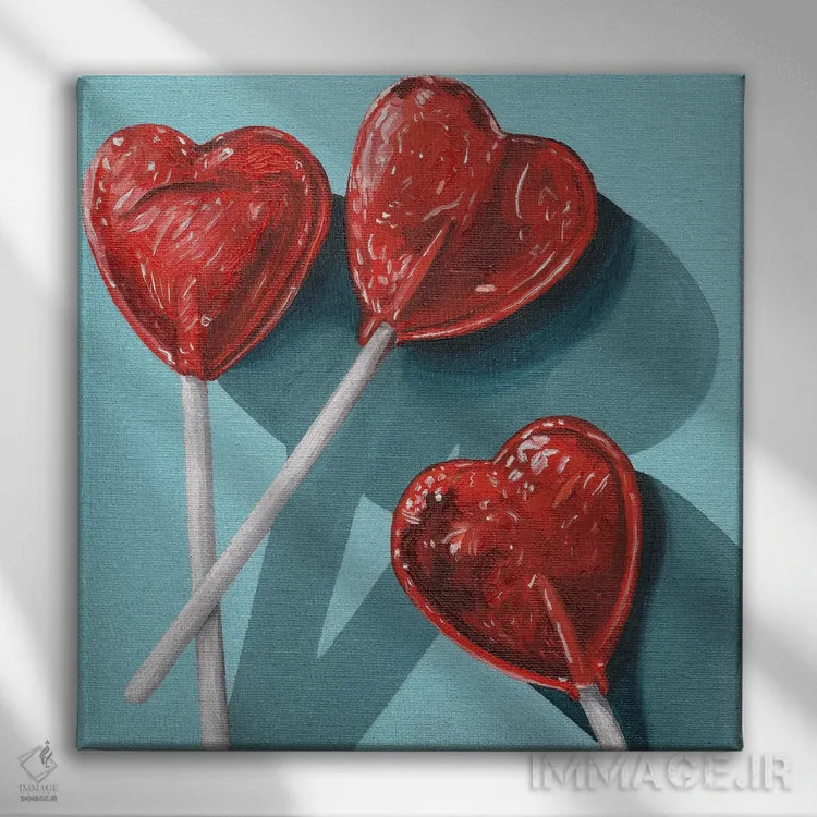 تابلو آبنبات چوبی قرمز اثر جانسو روسی - نمای روبهرو روی دیوار