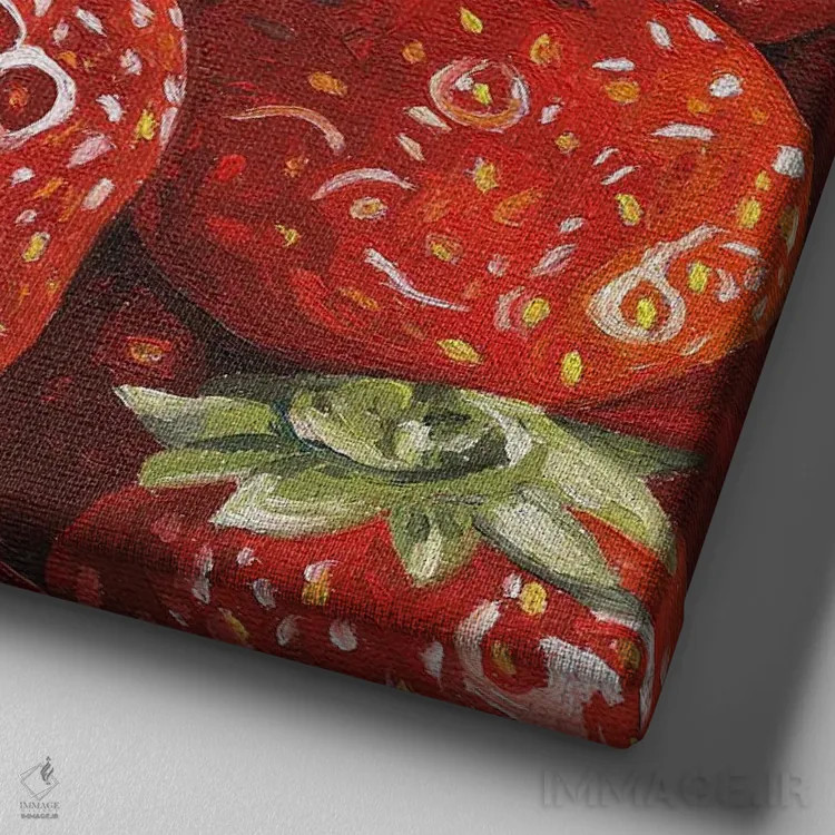 تابلو توتفرنگی اثر جانسو روسی - نمای نزدیک بافت بوم