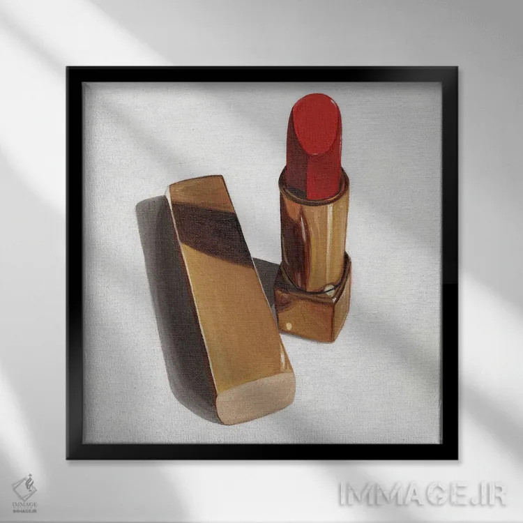تابلو رژ لب قرمز اثر جانسو روسی - نمای قابدار مشکی