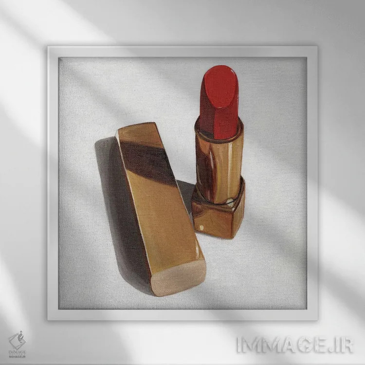 تابلو رژ لب قرمز اثر جانسو روسی - نمای قابدار سفید
