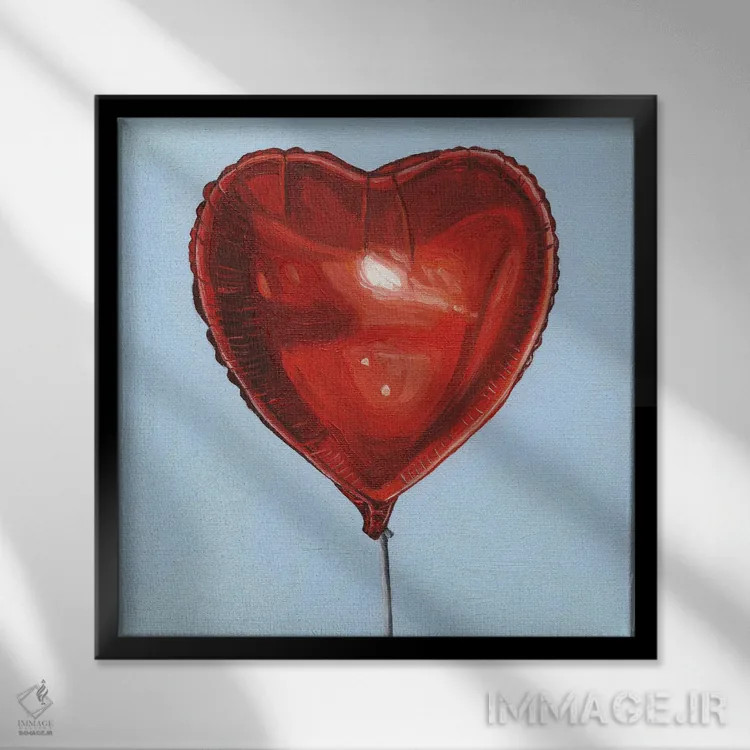 تابلو بادکنک قرمز اثر جانسو روسی - نمای قابدار مشکی