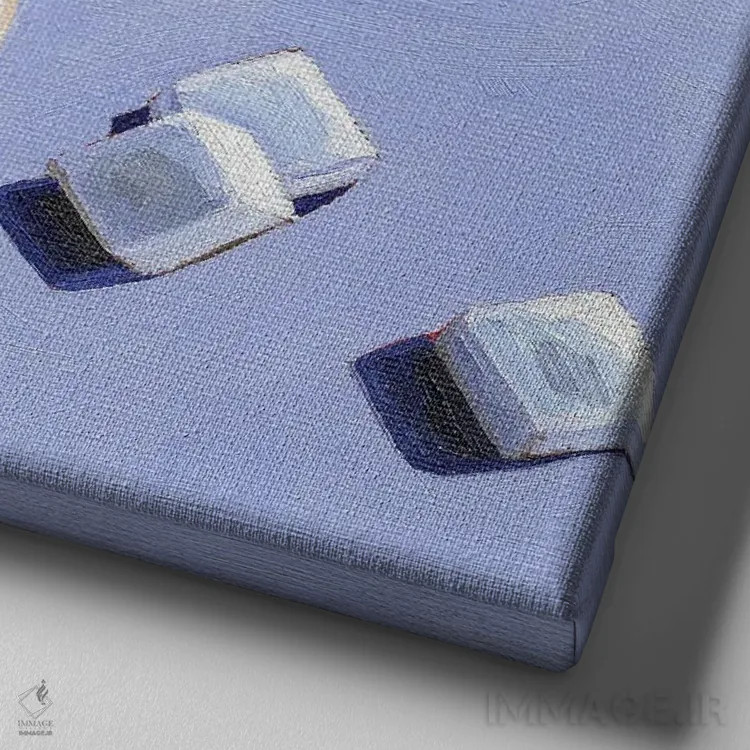 تابلو قوری و فنجان اثر جانسو روسی - نمای نزدیک بافت بوم