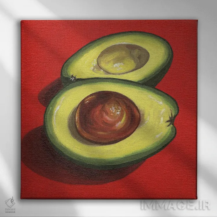 تابلو آووکادو روی قرمز اثر جانسو روسی - نمای روبهرو روی دیوار