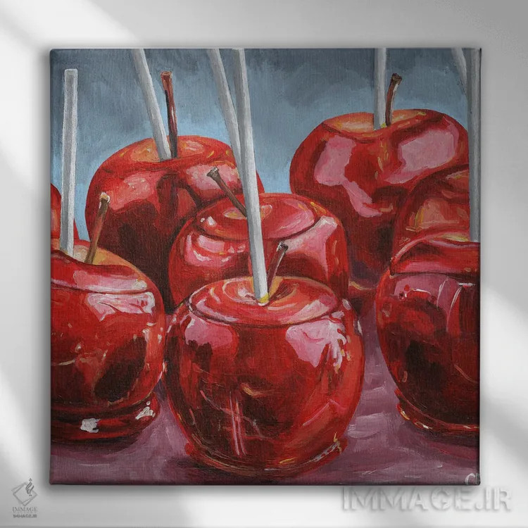تابلو سیب آبنباتی اثر جانسو روسی - نمای روبهرو روی دیوار