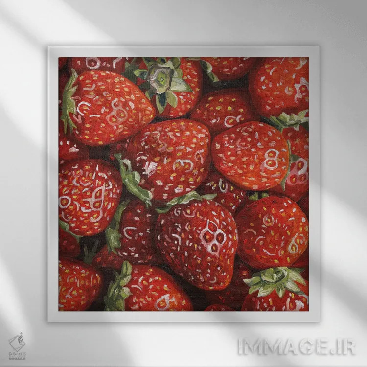 تابلو توتفرنگی اثر جانسو روسی - نمای قابدار سفید