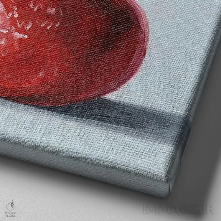 تابلو گیلاس روی آبی کمرنگ اثر جانسو روسی - نمای نزدیک بافت بوم