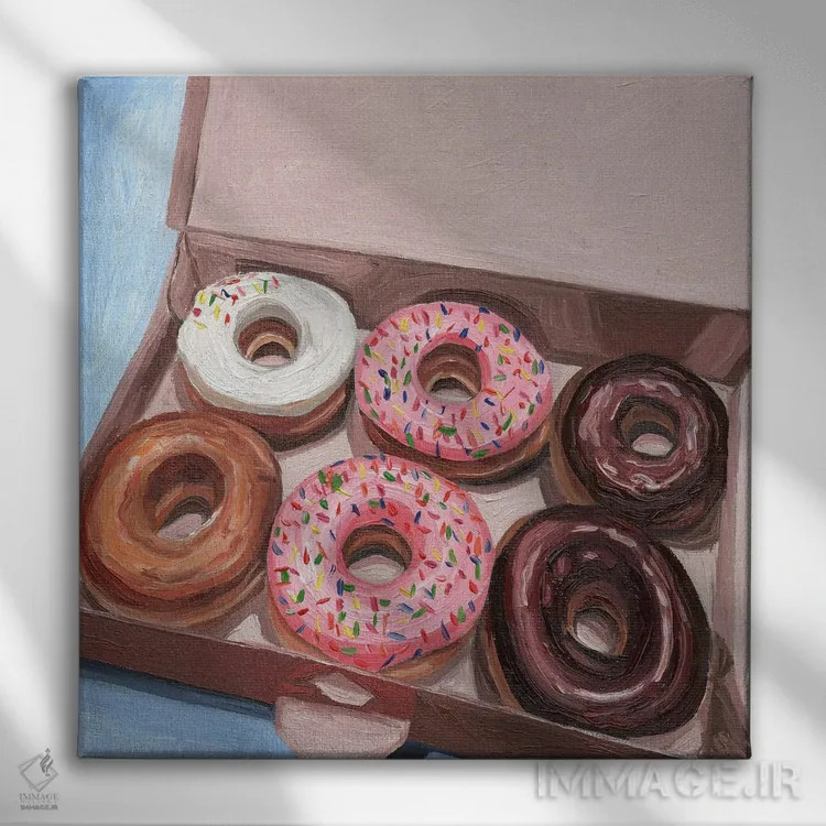تابلو جعبه دونات اثر جانسو روسی - نمای روبهرو روی دیوار