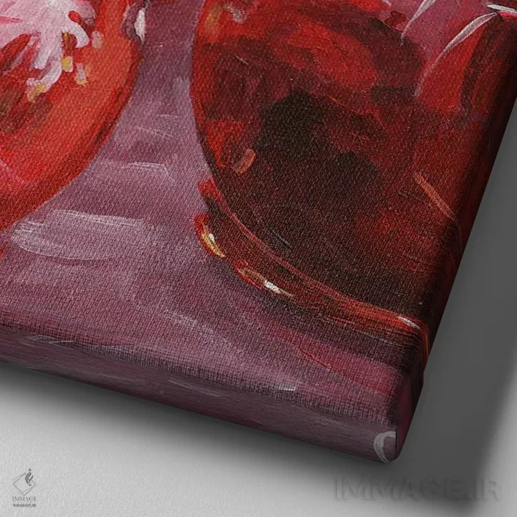 تابلو سیب آبنباتی اثر جانسو روسی - نمای نزدیک بافت بوم