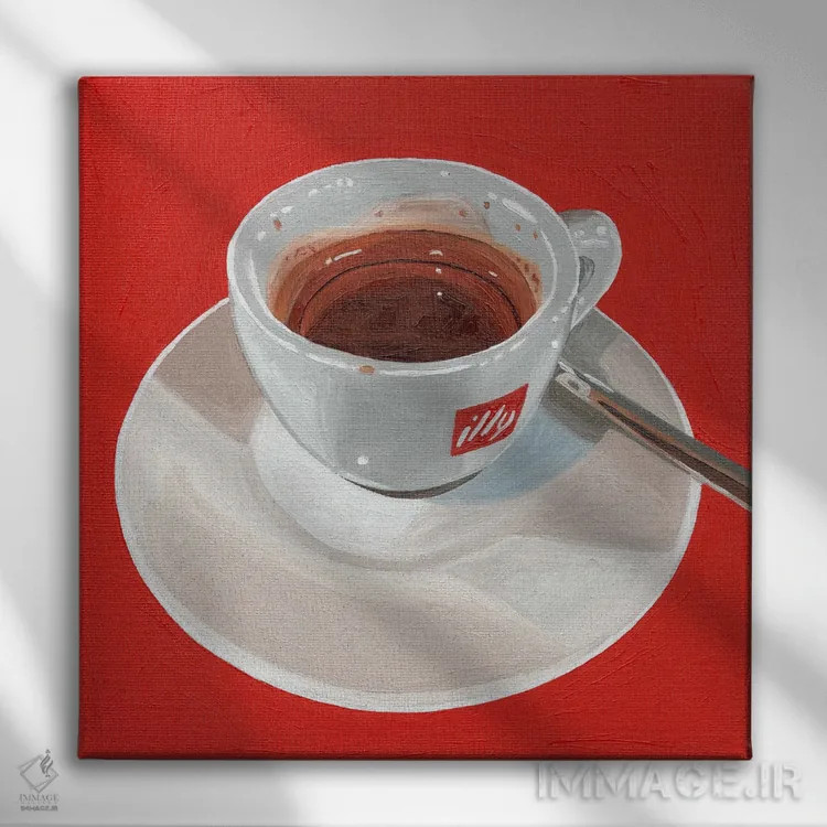 تابلو اسپرسو روی قرمز اثر جانسو روسی - نمای روبهرو روی دیوار