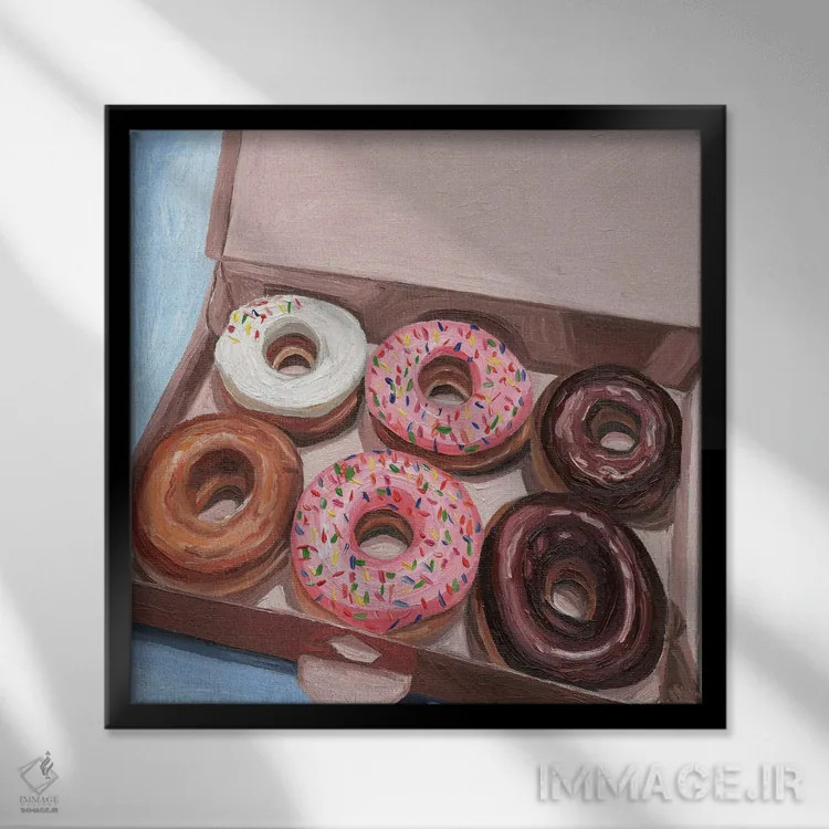 تابلو جعبه دونات اثر جانسو روسی - نمای قابدار مشکی