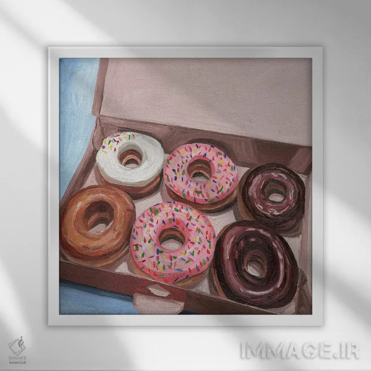 تابلو جعبه دونات اثر جانسو روسی - نمای قابدار سفید