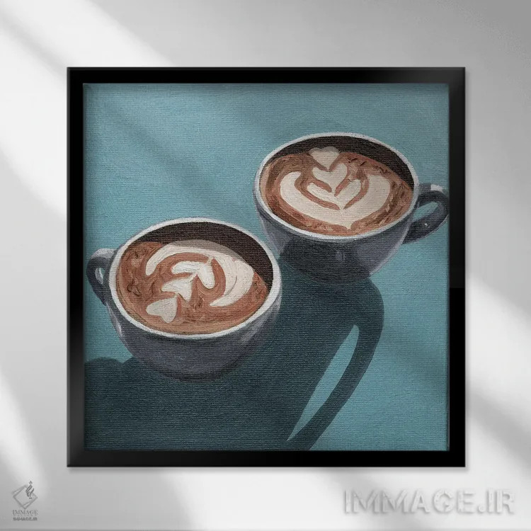 تابلو کاپوچینوهای غمگین اثر جانسو روسی - نمای قابدار مشکی