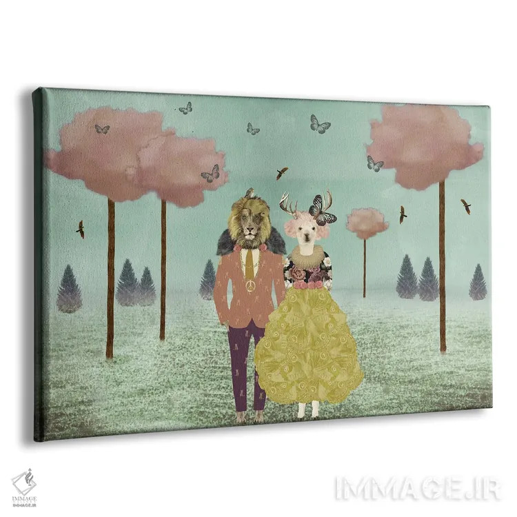 تابلو مزرعه ابرهای صورتی - افقی اثر کارولین کسلسی - نمای پرسپکتیو محصول