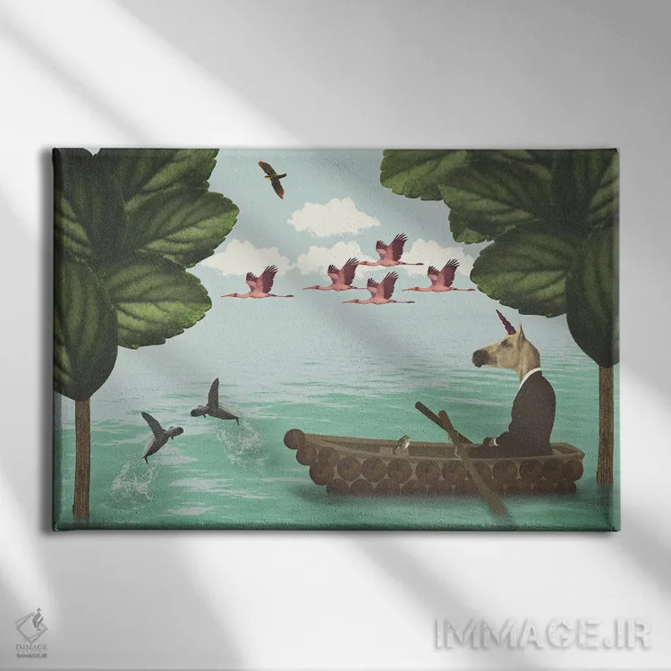 تابلو تفکر کنار دریاچه - افقی اثر کارولین کسلسی - نمای روبهرو روی دیوار