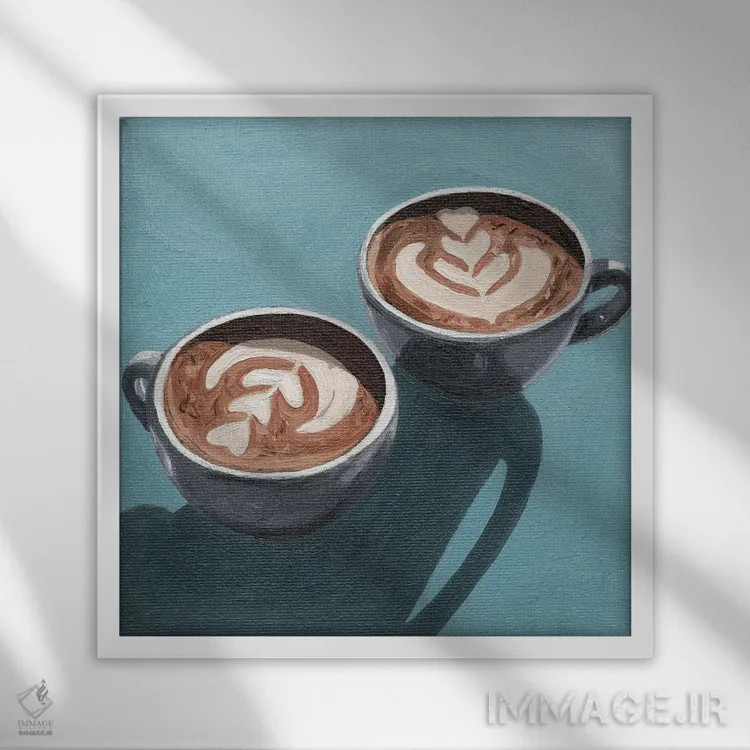 تابلو کاپوچینوهای غمگین اثر جانسو روسی - نمای قابدار سفید