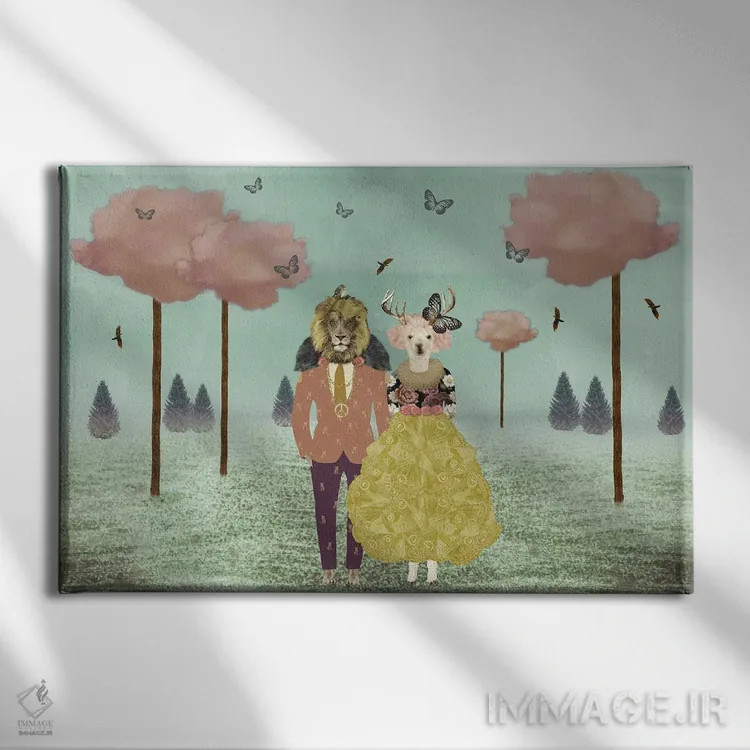 تابلو مزرعه ابرهای صورتی - افقی اثر کارولین کسلسی - نمای روبهرو روی دیوار