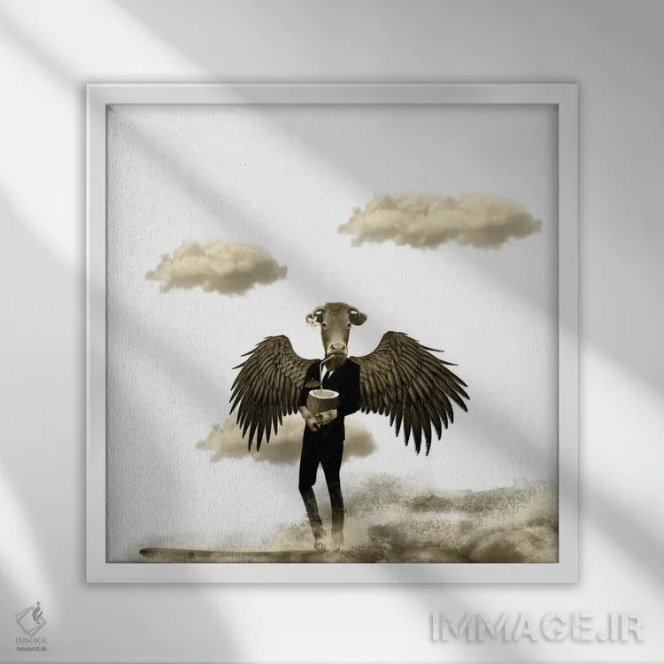 تابلو گاو هولی اثر کارولین کسلسی - نمای قابدار سفید