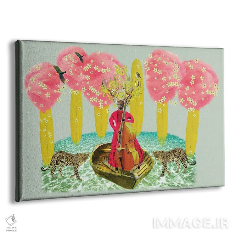 تابلو پشمک روی تخته موجسواری زرد اثر کارولین کسلسی - نمای پرسپکتیو محصول