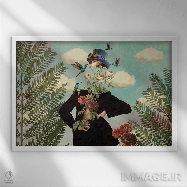 تابلو گلهای وحشی - افقی اثر کارولین کسلسی - نمای قابدار سفید