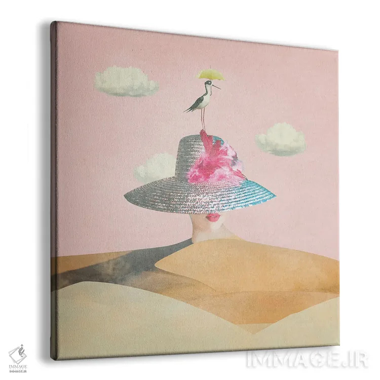 تابلو بانوی صورتیپوش اثر کارولین کسلسی - نمای پرسپکتیو محصول